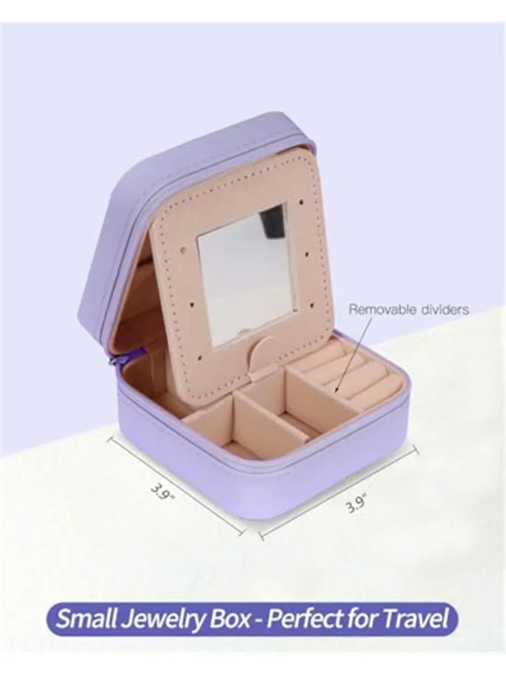 Lavender Travel Jewelry Box Initial K Small Organizer Case Mirror Faux Leather